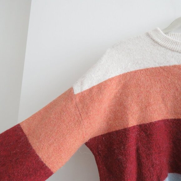 MADEWELL Crofton Striped Pullover Sweater in Coziest Yarn Heather Sesame - Sz S - Picture 8 of 15